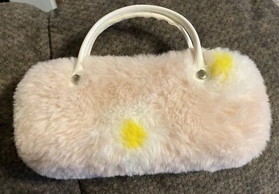 Plush Covered Eye Glass Case With Handles Purse Shaped. Kitsch-Core  - Image 1 of 4