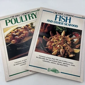 Vintage Set of 2 Cookbooks Fish and Poultry Creative Cooking 1993 Landoll - Picture 1 of 9