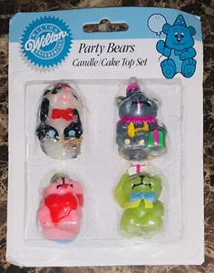Juego de 4 velas de cumpleaños Wilton Party Bears vintage para pastel nuevas y selladas 1990 - Imagen 1 de 1
