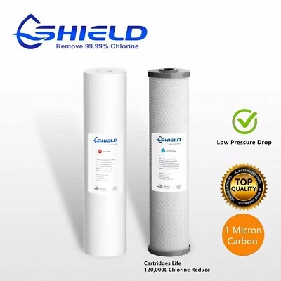 20" x 4.5" Whole House Big Blue Water Filter Cartridges  Sediment Coconut Carbon - image 1 of 4