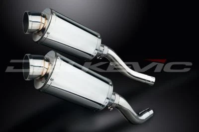 Delkevic 9" Stainless Oval Slip On Mufflers - Kawasaki Z1000 ZR1000 Exhaust - Image 1 of 2