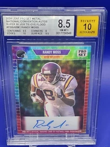 2024 Randy Moss Leaf Pro Set Metal Auto 1/1 Tie-Dye Auto BGS 8.5 Auto 10 - Picture 1 of 2