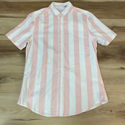 Asos Shirt Mens Medium Pink Striped Button Down Short Sleeve Vacation Camp - Image 1 of 4