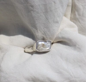Eleganter Ring 925 Sterling Silber Kunstperle mit Markasiten Cocktail Größe 7 1/4 - Bild 1 von 3