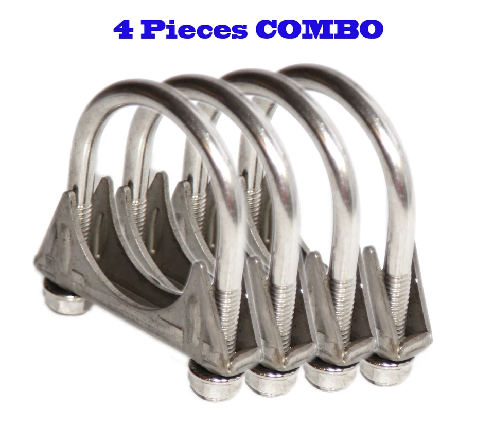 JUEGO DE 4 PIEZAS 2" ID tubo de escape tubo de escape acero inoxidable T201 U abrazadera de perno de alta resistencia Foto 1 de 4