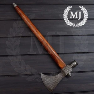 CUSTOM Handforged DAMASCUS STEEL Smoking Pipe TOMAHAWK Axe, HATCHET 20" In - Picture 1 of 4