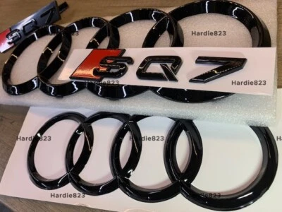 Juego de emblema con logotipo de anillos delanteros traseros negros brillantes AUDI SQ7 para Audi Q7 SQ7 Foto 1 de 4