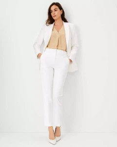 NEW ANN TAYLOR $109 WHITE STRETCH COTTON HIGH RISE EVERYDAY ANKLE PANTS SZ 16T - Picture 1 of 3