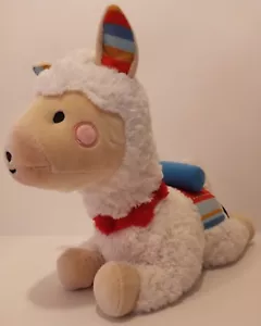 FAO Schwarz Llama Alpaca Plush 14" Long White w/ Rainbow Blanket Stuffed lovey - Picture 1 of 9