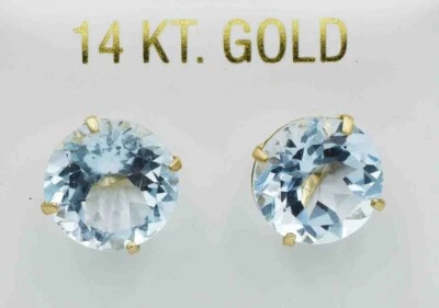 PENDIENTES AGUAMARINA ORIGINALES 8,70 Cts ORO 14K - Valoración Certificado Gratuito Foto 1 de 4