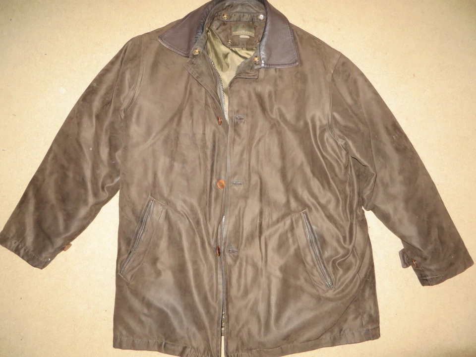 SUPER Rainforest quilted-lined brown leather multi-season winter coat - mens L - Image 1 of 1