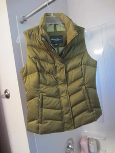 Neu ohne Etikett Damen Gänsedaunen gefütterte Weste Eddie Bauer Größe S olivfarben - Bild 1 von 17