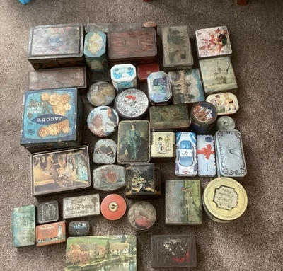 Job Lot Of 42 Vintage Collectable Tins , Inc Edward sharp, Huntley Palmer , oxo  - Image 1 of 4