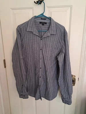 Camisa informal Marc Anthony para hombre ajustada a rayas con botones mangas largas XL Foto 1 de 4