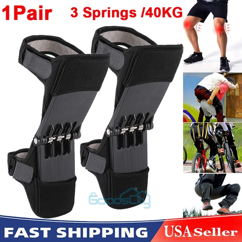 2pcs Knee Support Brace Pads Booster Joint Lift Squat Sport Power Spring Force