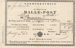 Austria Czechia 1863 MALLE POST Prag Postal Mail Cart Ticket - Picture 1 of 2