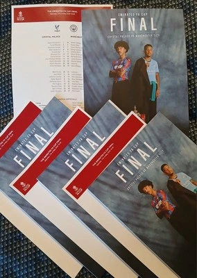 FA CUP FINAL 2025 PROGRAMME+ 2 SIDE TEAMSHEET CRYSTAL PALACE v MANCHESTER CITY - Image 1 of 4