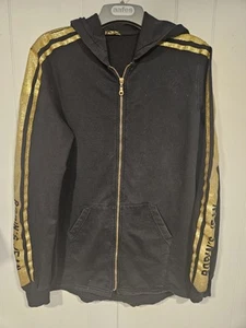 Robins Jeans Herren Hoodie mit durchgehendem Reißverschluss schwarz gold gestreift 3XL ZUSTAND AUSGABEN SIEHE BESCHREIBUNG - Bild 1 von 9