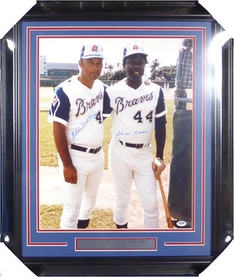 Hank Aaron & Eddie Mathews Signed Framed 16x20 Photo Braves PSA/DNA - Image 1 of 4