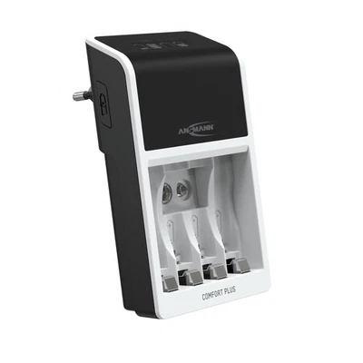 ANSMANN Comfort Plus Akkuladegerät 1-4 NiMH Akkus Micro AAA/Mignon & 9V E-Block - Bild 1 von 4