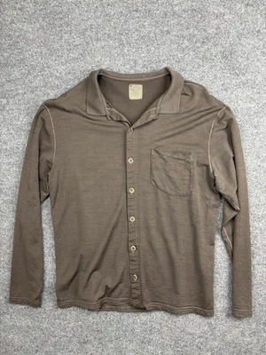 Horny Toad Button Front Shirt Mens M Brown Long Sleeve Pocket Casual Soft Knit - Image 1 of 4