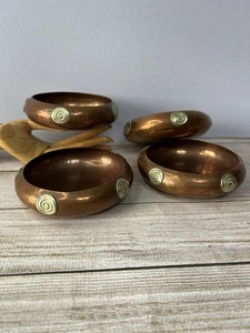 Vintage Set 4 Arts & Crafts Copper Bowls, Hand Planished, Francis Cargeeg ? - Picture 1 of 10