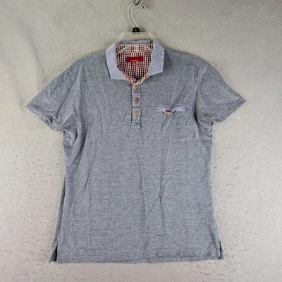 Saks Fifth Avenue RED Polo Shirt Men Small Gray Trim Fit Designer Church - Image 1 of 4