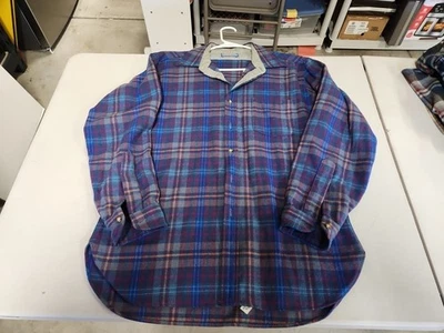 Camisa De Franela Lana Pendleton Años 60 70 De Colección Talla Lg Cuadros Azul Púrpura Foto 1 de 4