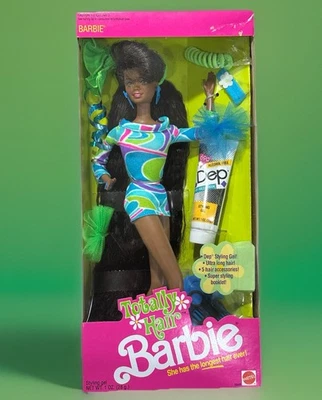 Muñeca Barbie Totally Hair AA 1991 #5948 ¡Pelo largo! Nuevo en caja NRFB 🌀🟣💖🟡🔵 Foto 1 de 4