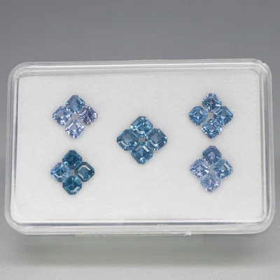 Corte Esmeralda 4x4 a 4,5x4,5 mm. Deliciosa Espinela Azul Natural Myanmar 20 Piezas/5,70Ct. Foto 1 de 4