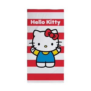 Hello Kitty Strandtuch 140 x 70 cm Bad 100% Baumwolle weich rot Streifen frech - Bild 1 von 7