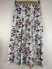 70’s Vintage CROSSROADS Floral Maxi Skirt Red & Pink Roses Print  With Pockets
