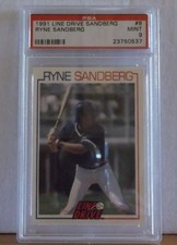 1991 Line Drive Sandberg #8 - RYNE SANDBERG - PSA 9 Mint (CUBS) 
