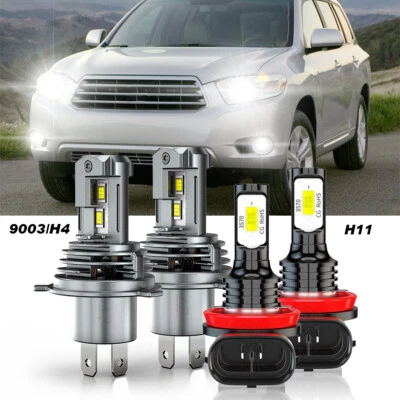 For 2008 2009 2010 Toyota Highlander LED Headlight Hi/Lo+Fog Lights Bulbs Combo - Imagem 1 de 4