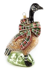 MACKENZIE CHILDS Glass Ornament - TARTAN GOOSE - Picture 1 of 2