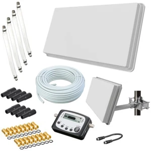 Selfsat Flachantenne H30D4+ HD Sat Anlage 50m Kabel Fensterhalterung Sat-Finder - Bild 1 von 10