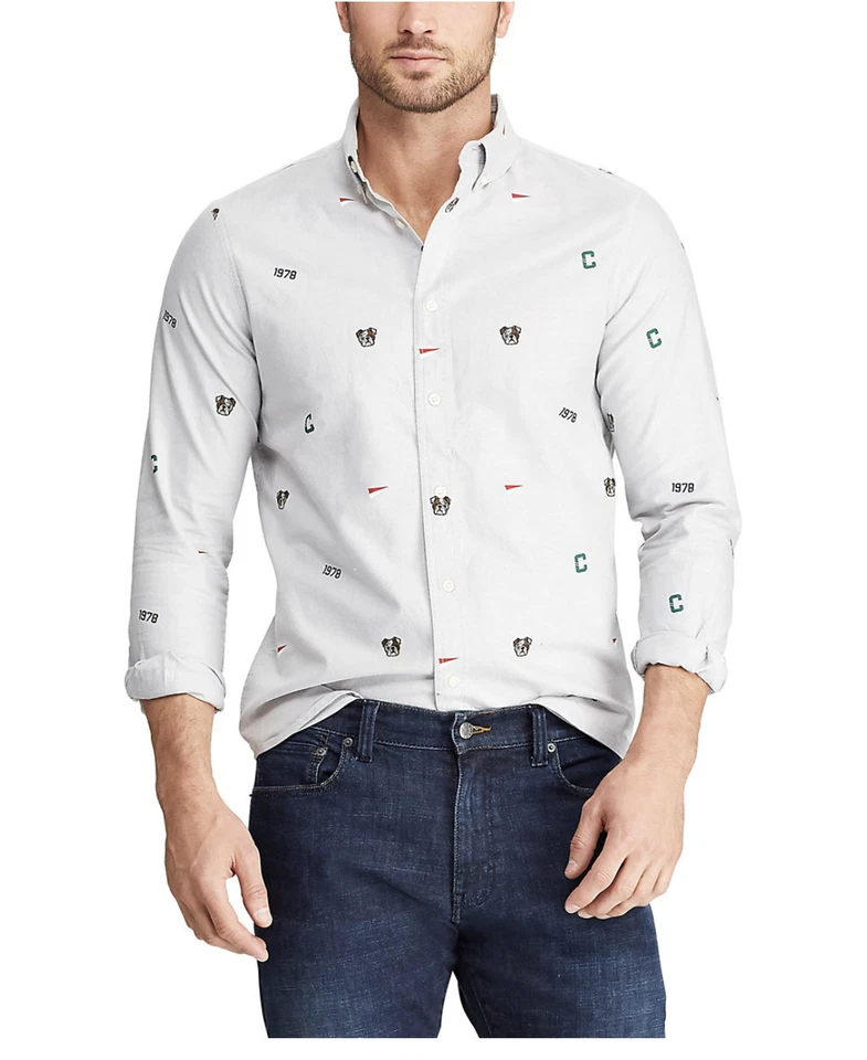 Chaps Mens Heritage Stretch Oxford Button Down Shirt Gray Logo XXL NWT AC12-5 - Image 1 of 1