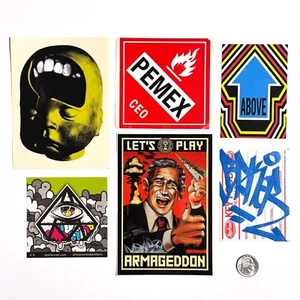 RARE VINTAGE STICKER LOT OF 6 Paul Insect Mear One Pemex Jerkface Broker ABOVE - Picture 1 of 5