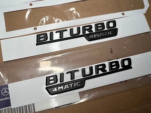 OEM Matte Black Biturbo 4matic Side Badge Sticker for BENZ C43 E43 GLC43 GLE43 - Picture 1 of 4