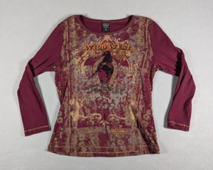 Vintage Suzie In The City Shirt XL Red Y2K Western Cowgirl Horses Rhinestones - Picture 1 of 9