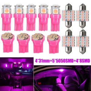 13x LED Lights Interior Package Kit Car Dome License Plate Lamp Bulb Pink Purple - Picture 1 of 19