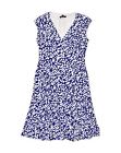 Chaps Womens Sleeveless A-Line Dress Uk 12 Medium Blue Spotted Polyester Aq06