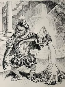 1939 Vintage Print WW2 - BEAUTY AND THE BEAST or TRIALS OF APPEASEMENT - Bild 1 von 2