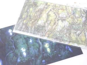 Studio Ghibli Princess Mononoke Double Postcard Original Picture Art Cel Layout - Picture 1 of 14