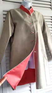 DOWRY DESIGNS Abendjacke reine Seide Wende Langarm gold/rot, Größe M - Bild 1 von 15