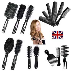 Hair Brush Comb Set Professional Hair Styling Tool Black Hairdressing Salon Gift - Picture 1 of 88