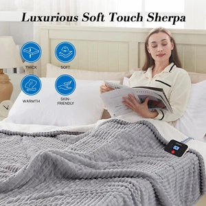 Westinghouse 62x84" Twin Electric Blanket Ultra Soft Silky Flannel In Light Grey - Picture 1 of 12