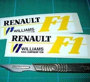 Williams Renault F1 Racing Rally Car fan Sticker White Bac x2 each 85mm long F1 - Picture 1 of 1