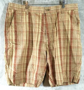 Tommy Bahama Pantalones Cortos Para Hombres 40 Marrón Naranja A Cuadros Relax Bermudas Mezcla de Lino Informal - Imagen 1 de 8