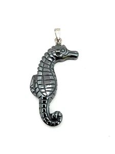 Natural Hematite Gemstone Carved Sea Horse Pendant, 40.90cts (0.3 oz) - Picture 1 of 1